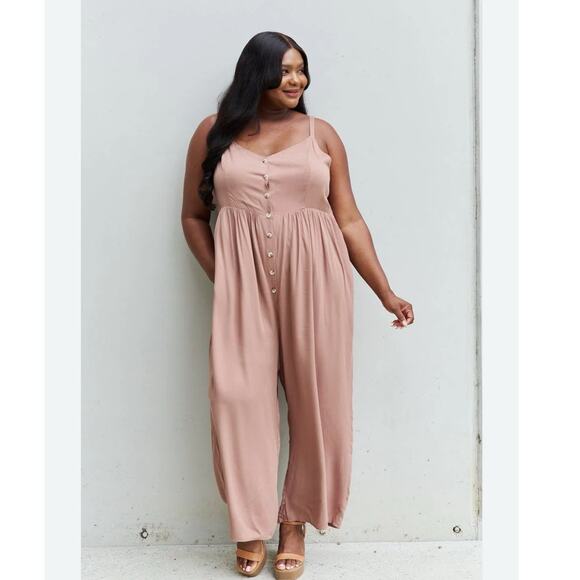 Heyson Pants - Heyson All Day Full Wide Leg Button Down Jumpsuit Size 2XL NWT